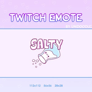 Cute salty emote/ Premade twitch emotes/ Kawaii/ Affiliate streamer/ Salty