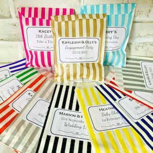 Personalised Sweet Bags Striped Candy Cart Bags Christening, Wedding Favour, Birthday Party, Mehndi, Eid Bags & Labels