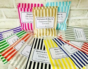 Personalised Sweet Bags Striped Candy Cart Bags Christening, Wedding Favour, Birthday Party, Mehndi, Eid Bags & Labels