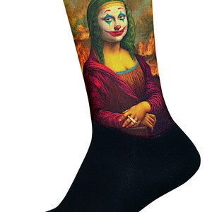 Monalisa Joker Adult Socks/ Art Socks/ Funny Socks/Modern Socks/Printed Socks