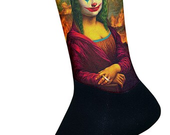 Monalisa Joker Adult Socks/ Art Socks/ Funny Socks/Modern Socks/Printed Socks