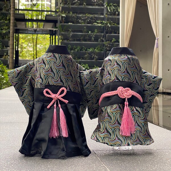 TAO Japanese Dog Kimono - Dog Costume (Black Kimono)