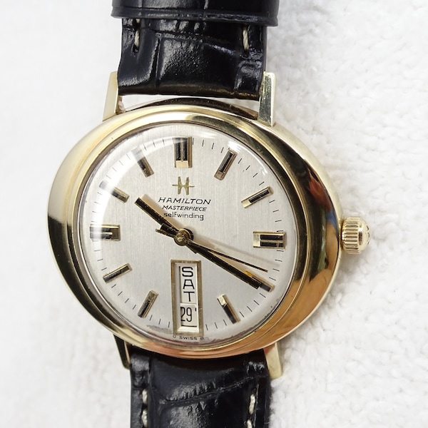 RARE Vtg Hamilton 14K Yellow Gold Masterpiece Self-Winding Wristwatch UFO