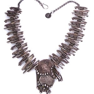 Mary Doug Hancock Sterling Faceted Hematite Bead Mummy’s Bundle Necklace 124g