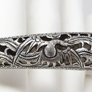 Antique Chinese Pierced Silver Phoenix Expandable Good Fortune Bangle Bracelet bild 8