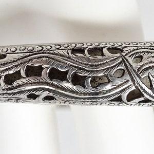 Antique Chinese Pierced Silver Phoenix Expandable Good Fortune Bangle Bracelet bild 9