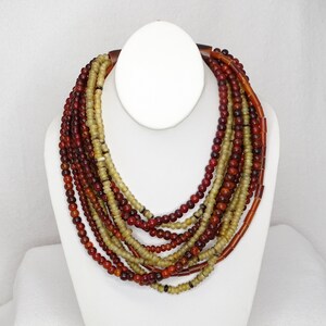 Vintage Gerda Lynggaard Monies Horn Bead Multi-Strand 10-Strand Necklace