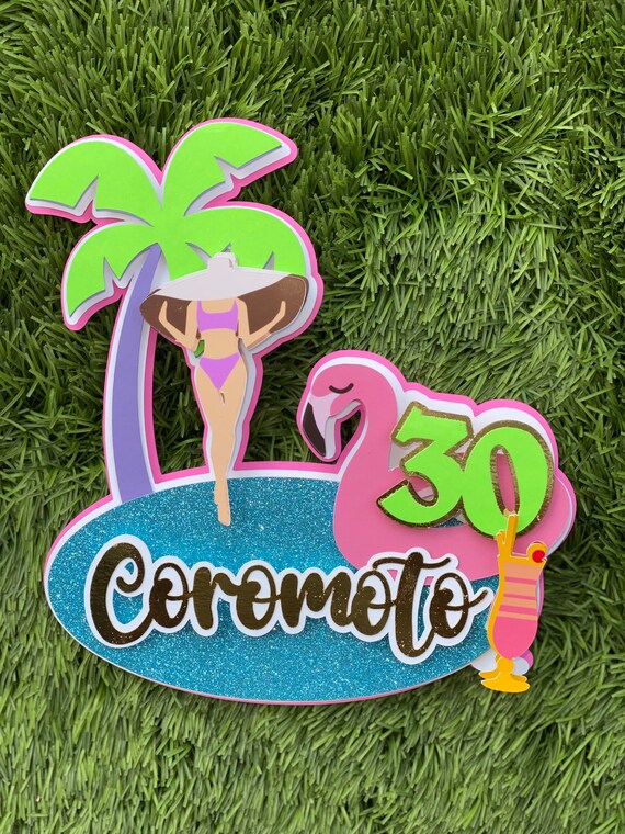 Cake Topper/ Tropical Cake Topper/ Beach Party / Treats | Etsy