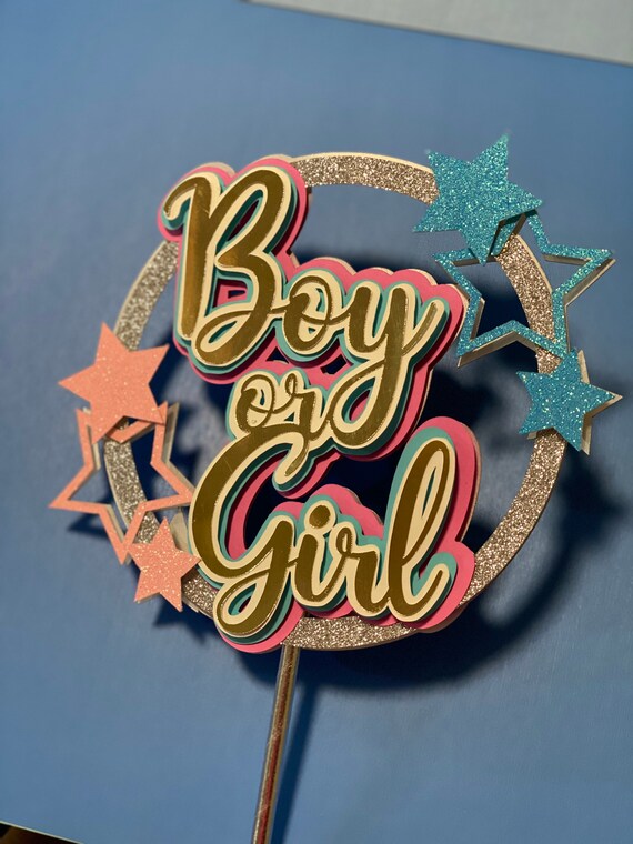 Gold Glitter 'It's A Boy' Cake Topper – Kuchen-Deko Für Babyparty & Geschlechts-Enthüllung, 14,5 X 20,8 Cm