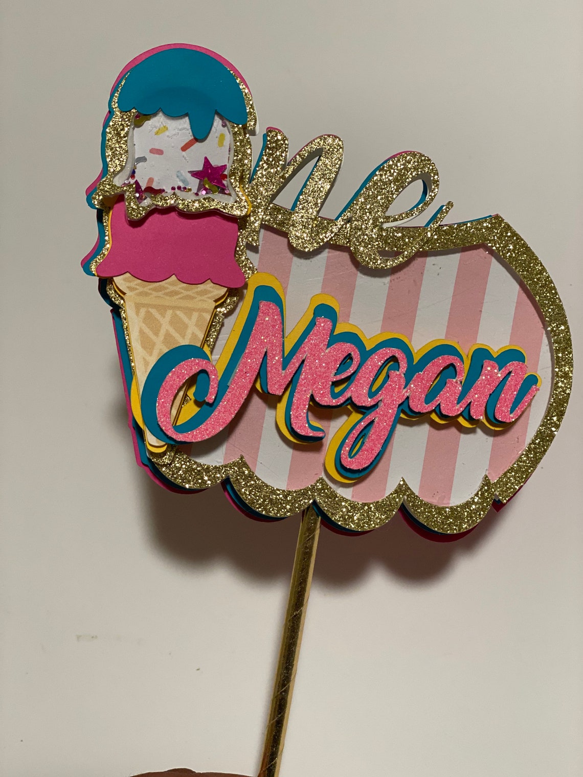 Ice Cream Cake Topper/ Led Light Cake Topper / One/ 1st Etsy