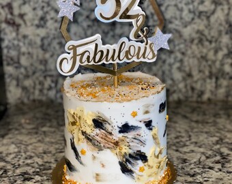 Cake topper/ 50 & Fabulous / Fabulous / Birthday Woman / Fabulous Party / Elegant Party
