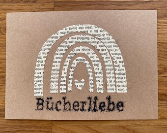 Carte pour amoureux des livres fabriquée à partir de pages de livres – Carte postale A6 « Plaisir de la lecture » – Carte de vœux littéraire avec enveloppe – Cadeau pour les lecteurs