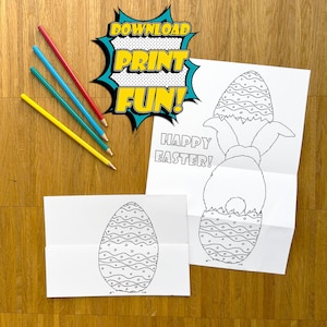 DIY Printable: funny Easter card with rabbit butt folding card greeting card to print and color, Happy Easter, Easter bunny, Easter egg