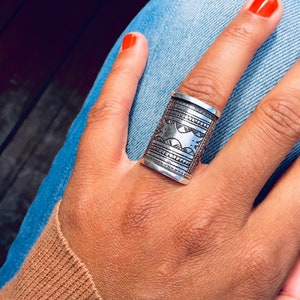 Anillo tuareg en plata maciza ajustable, unisex