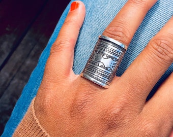 Tuareg ring in adjustable solid silver, unisex