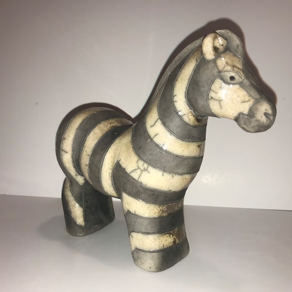 Raku South African pottery zebra artist signed