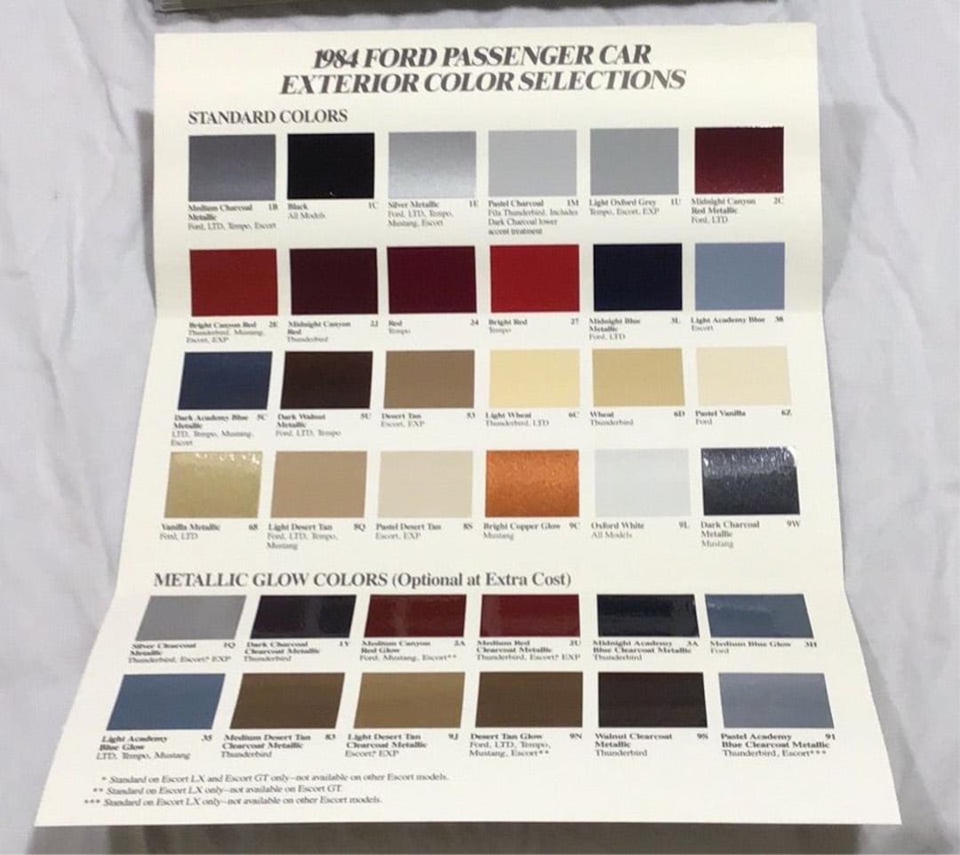 1984 Ford Passenger Car Exterior Color Selections Brochure - Etsy