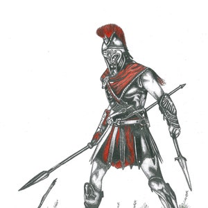 Assassins Creed Odyssey Alexios Black And White Pencil Art Etsy