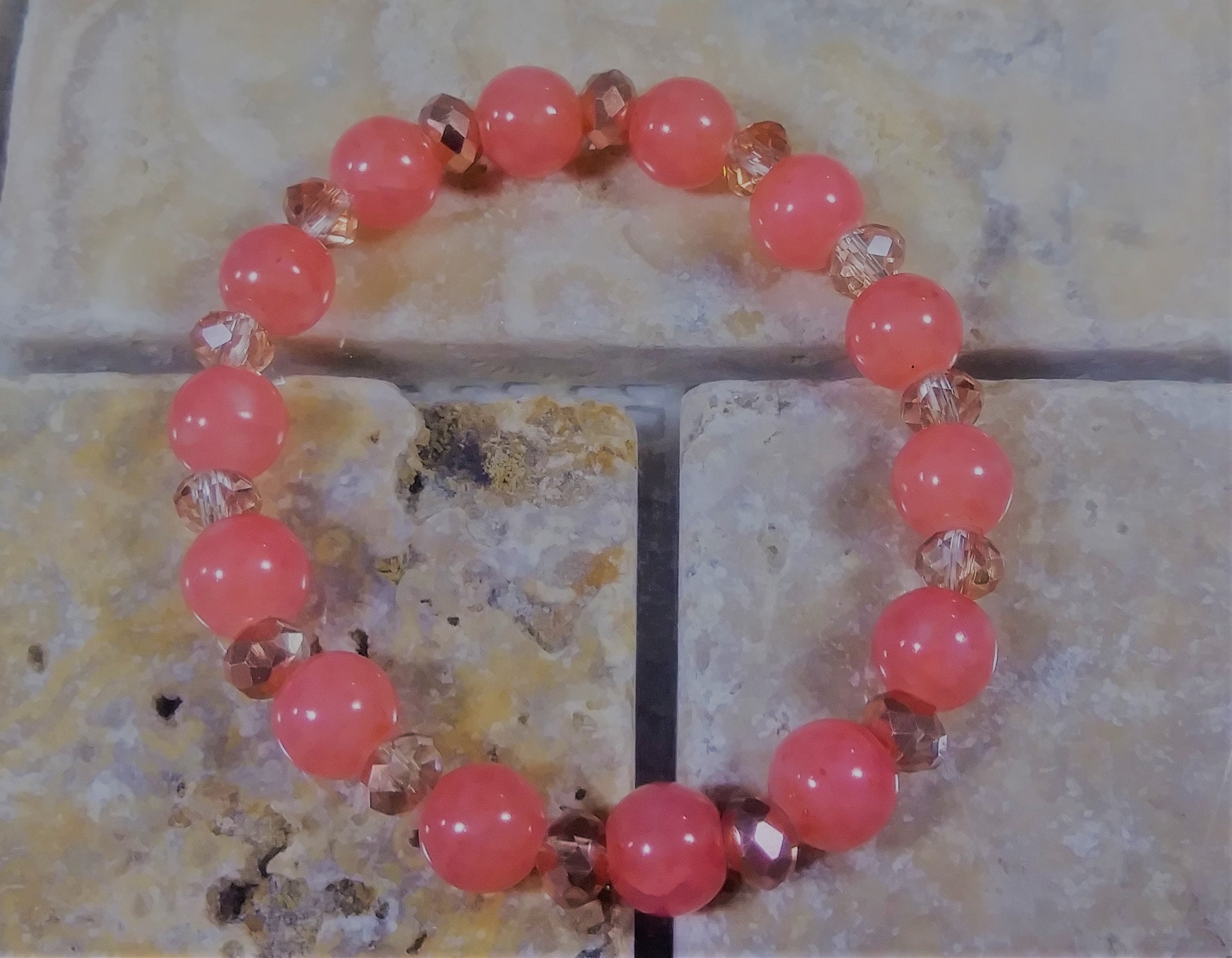 Bead Bracelet Coral Pink Bracelet Light Pink Bracelet with Etsy