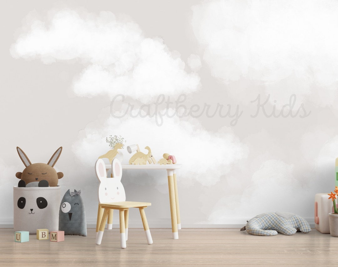 Beige Clouds Wallpaper for Nursery Kids Room Bedroom and Living Room