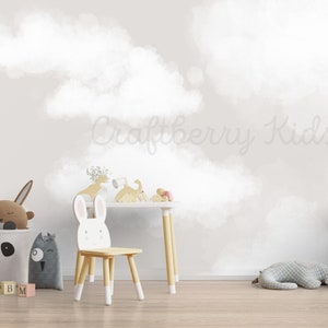 Beige Clouds Wallpaper for Nursery Kids Room Bedroom  and Living Room with Traditional and Peel & Stick Options