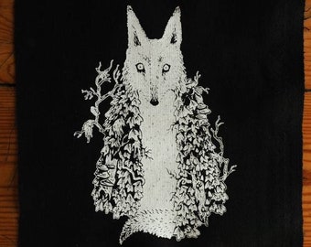 FOX PATCH - Reine des bois - Imprimé - Sérigraphie - Patch noir, patch violet, patch turquoise, patch vert, patch marron