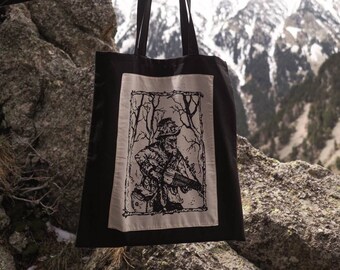 Nyckelharpa Tote Bag - Bolso de mano de música folk - Bolso de mano negro