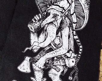 Patch - Paddenstoelenplukker - Dwergpatch - Paddenstoelpatch - Goblin - Kabouter - Print - Zeefdruk