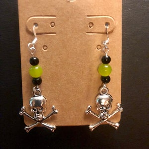 Skull and Crossbones Gemstone Earrings