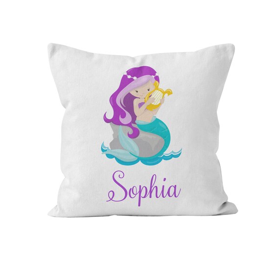 Mermaid Name Pillow Decorative Throw Pillow With Name Etsy