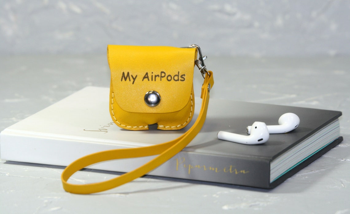Yellow Apple Airpods Case Airpods Leather Case Yellow Airpod Etsy