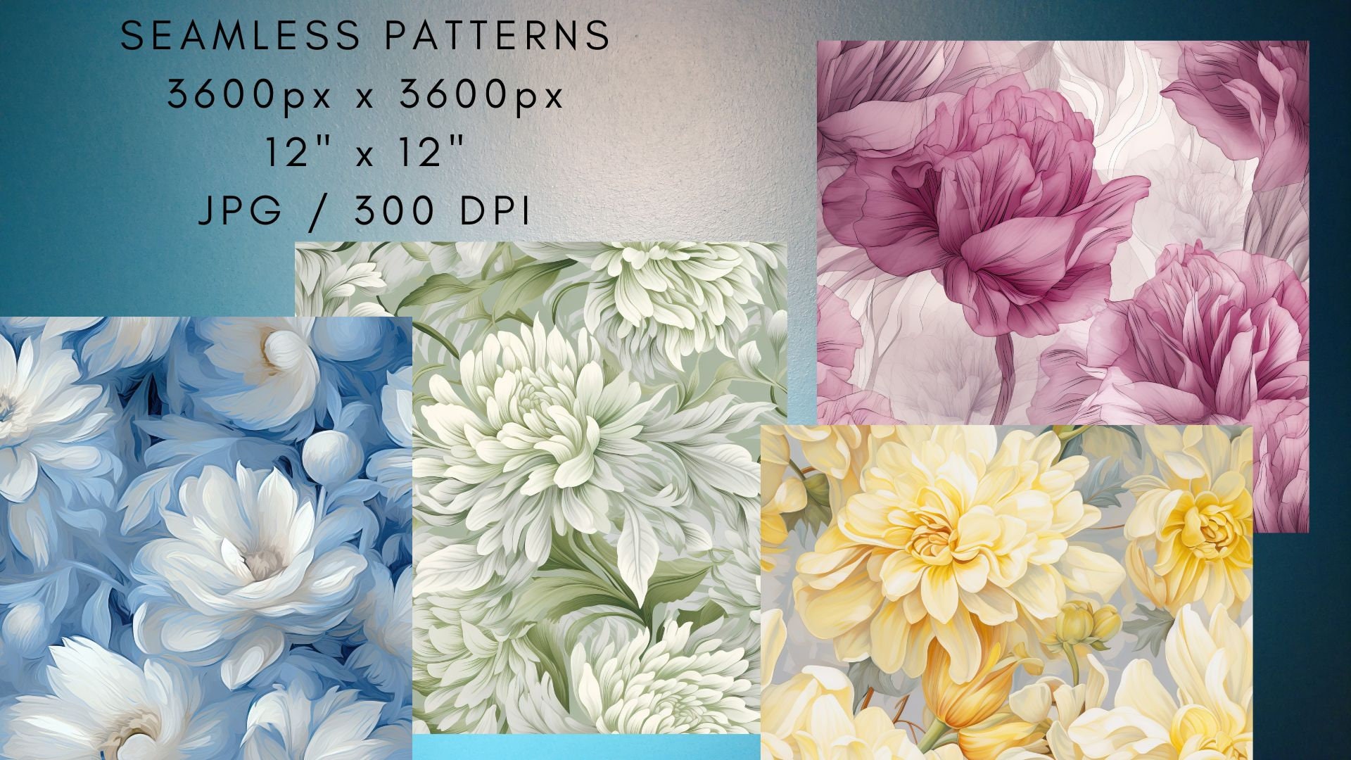 Daisy Flowers Digital Seamless Paper, Home Decor Digital Paper, 30 ...