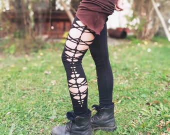 Braided Fairy Cut out Leggings with Pearls