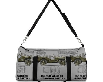Vintage Military Duffel Bag, Off Road Gym Bag, Willy's MB 1941-1945, Army Stylish Travel Bag, Canvas Tote, Military Green Duffel Bag