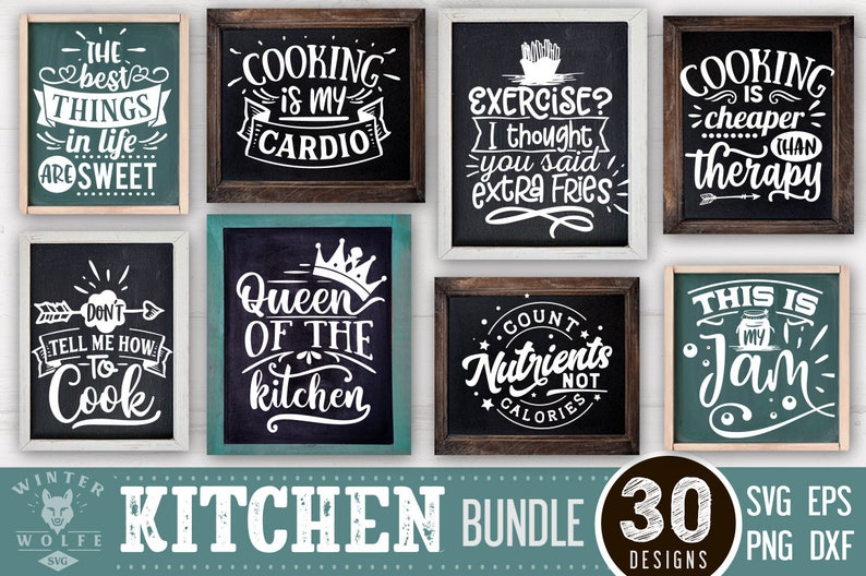 Kitchen Bundle 30 Designs SVG Cut File - Commercial Use Svg Dxf Png Eps ...