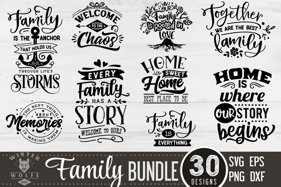 Family Bundle 30 Designs SVG Cut File - Commercial Use Svg Dxf Png Eps ...