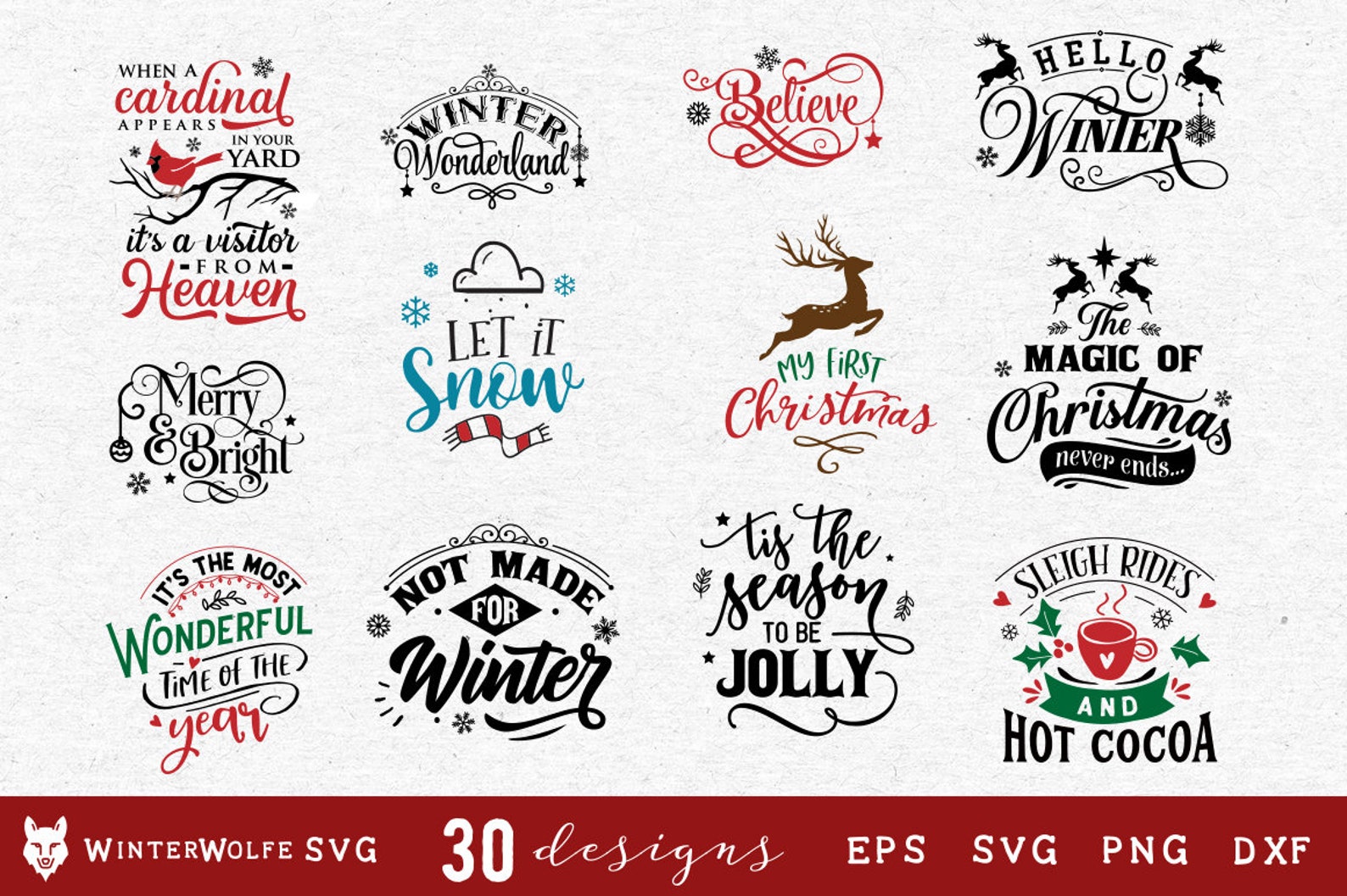Christmas Bundle 30 Designs SVG Cut File - Commercial Use Svg Dxf Png ...