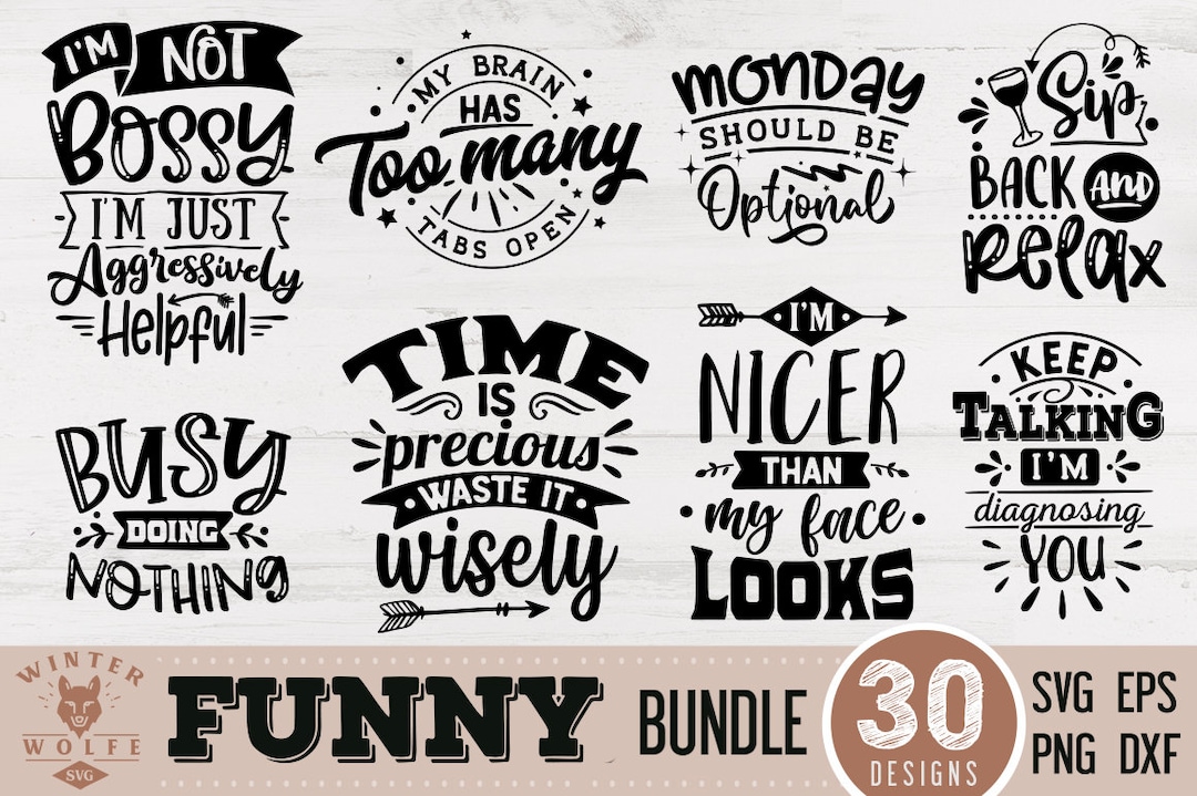 Funny Bundle 30 Designs SVG Cut File Commercial Use Svg Dxf Png Eps - Etsy