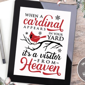 When a Cardinal appears in your yard it&#39;s a visitor from the heaven SVG cut file  - commercial use svg dxf png eps