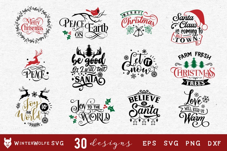 Christmas Bundle 30 Designs SVG Cut File - Commercial Use Svg Dxf Png ...