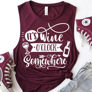 It&#39;s wine o&#39;clock somewhere SVG cut file  - commercial use svg dxf png eps