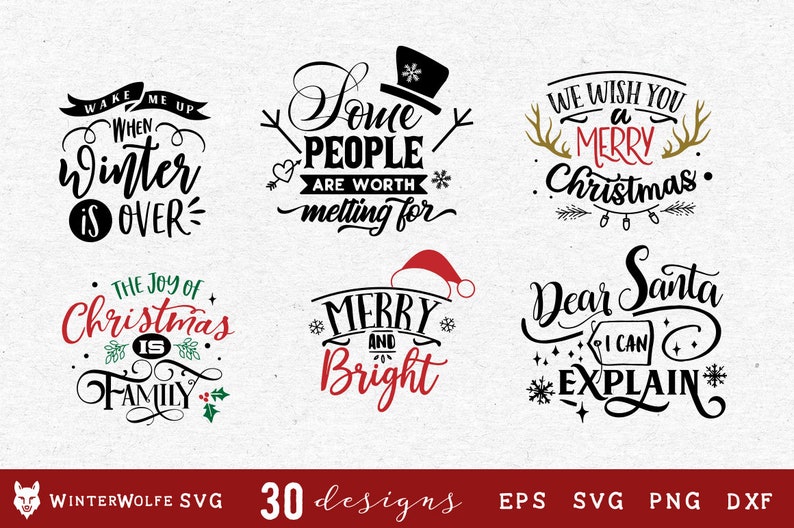 Christmas Bundle 30 Designs SVG Cut File - Commercial Use Svg Dxf Png ...