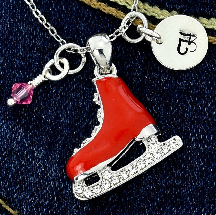Swarovski Crystal Personalized Figure Ice Skate Necklace Etsy UK