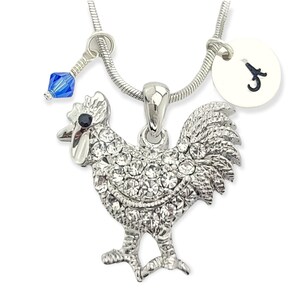 Pollo Collar personalizado Cristal brillante Colgante personalizable Cadena estampada a mano Carta inicial y piedra de nacimiento Amuletos personalizados