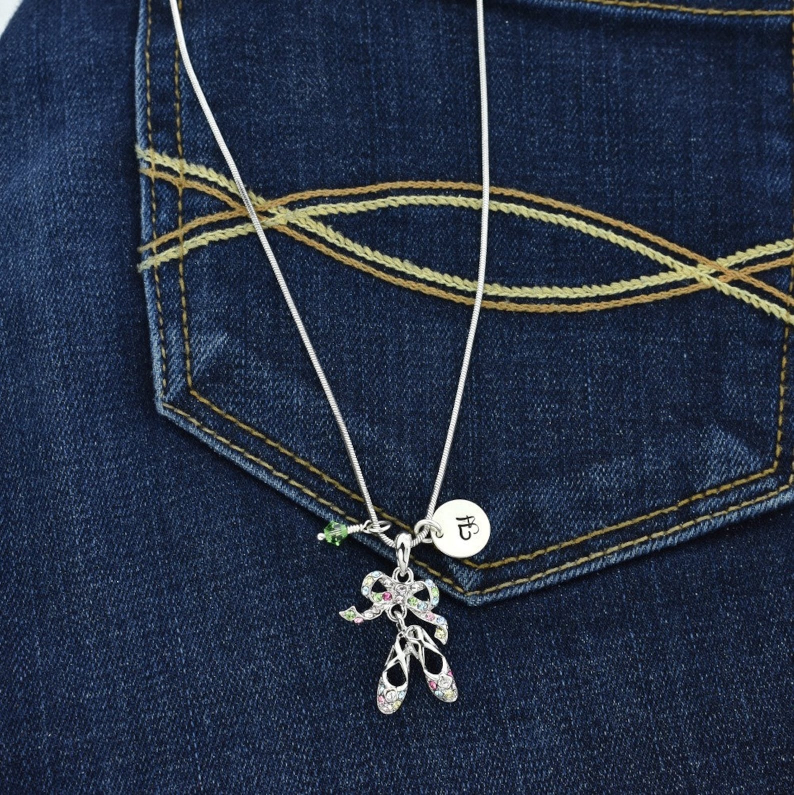 swarovski crystal ballet shoes custom necklace multi color pendant personalized initial letter and birthstone charm chain gift j swarovski crystal ballet shoes custom necklace multi color pendant personalized initial letter and birthstone charm chain gift j