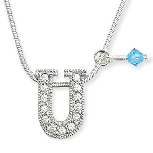 U Letter Charm, Colgante de carta personalizado, Swarovski Crystal Birthstone Charm Alphabet Collar para hombres Mujeres Boy Girl Gift