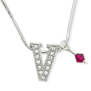 V Letter Charm, Colgante de carta personalizado, Swarovski Crystal Birthstone Charm Alphabet Collar para hombres Mujeres Boy Girl Gift