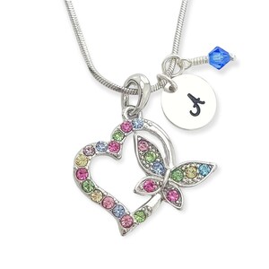 Colgante multicolor Swarovski Crystal Collar personalizado sellado a mano carta inicial personalizable y cadena de amuleto de piedra de nacimiento
