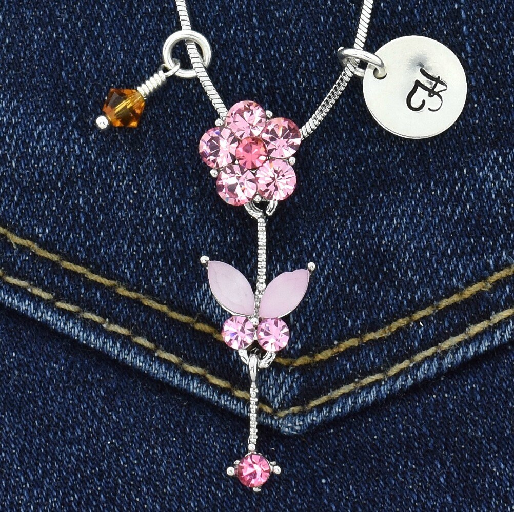 Swarovski pink hotsell flower necklace