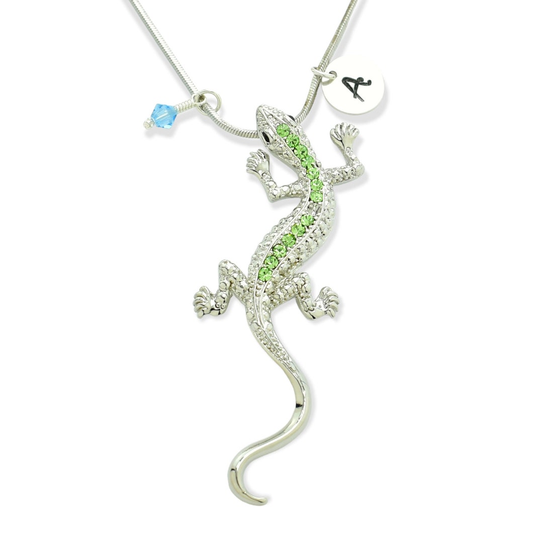Swarovski Crystal Lizard Light Green Personalized Birthstone Gecko ...